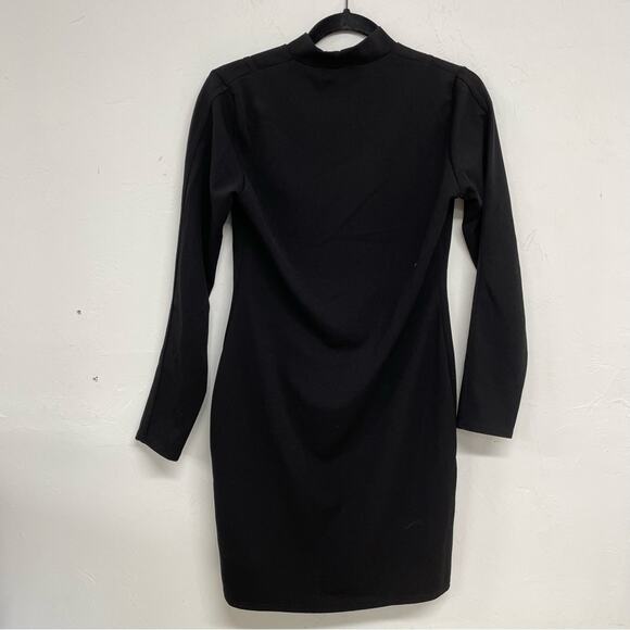 Pretty Little Thing Black Long Sleeve Mock Neck Bodycon Dress Womens 10 Mini - Picture 4 of 6
